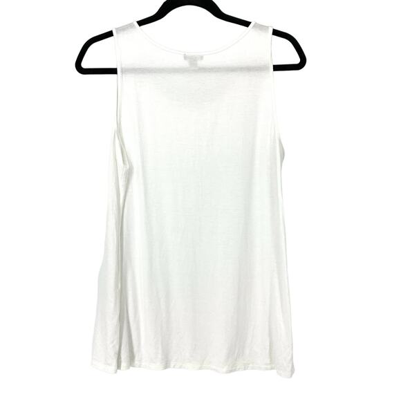 J. Jill Women's Size MP Stretch Fit Scoop Neck Sheer Tank Top White - Picture 2 of 6
